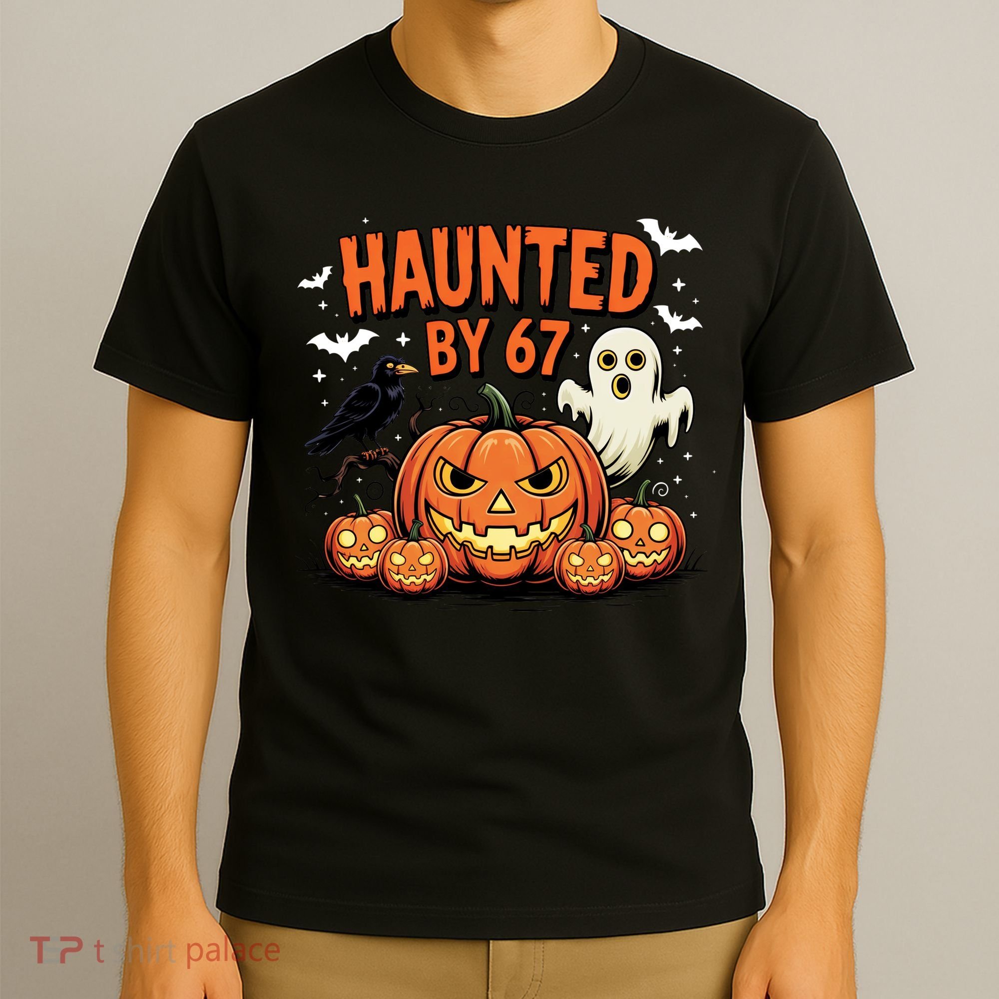 Haunted By 67 Funny Ghost Pumpkin Halloween Costume T-Shirt