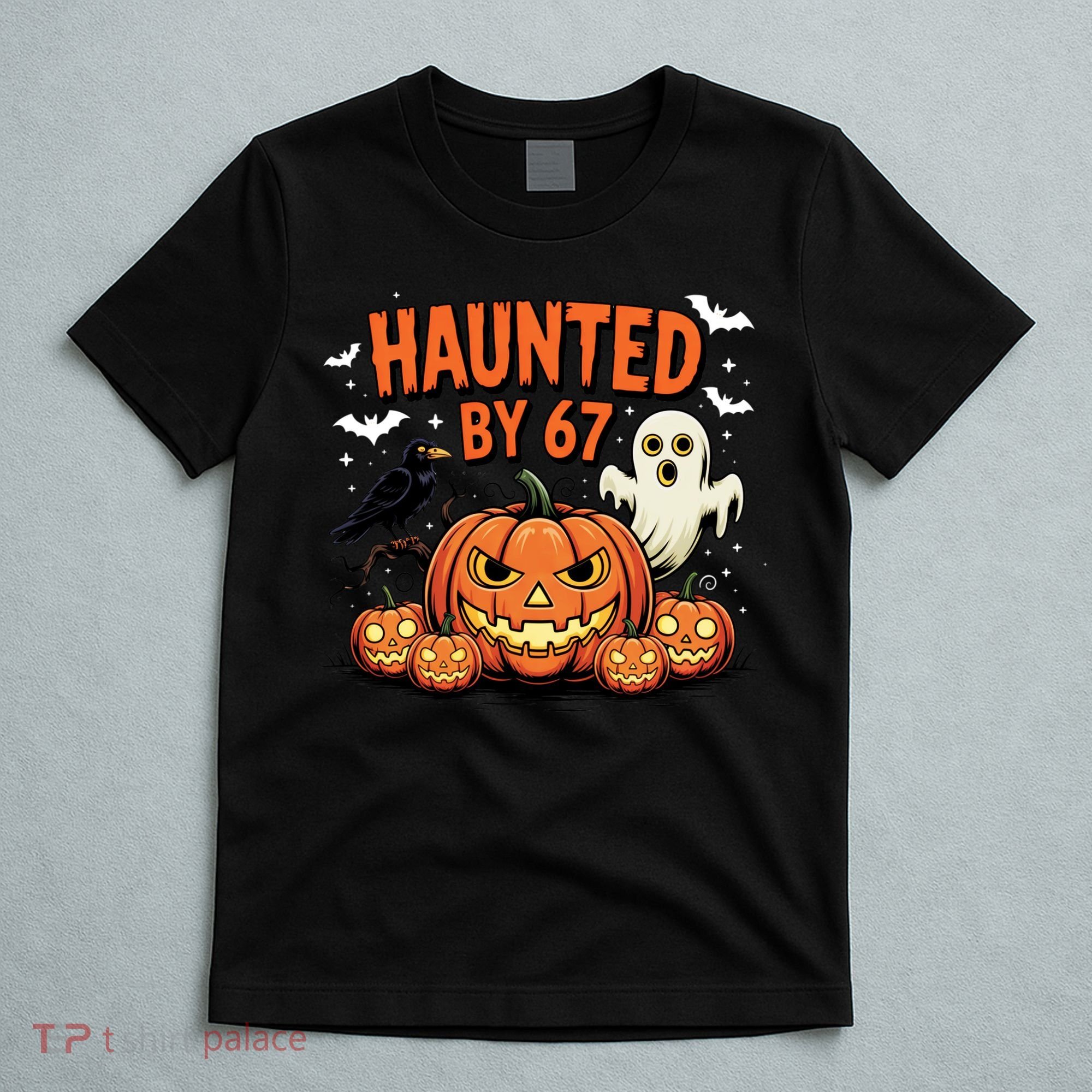 Haunted By 67 Funny Ghost Pumpkin Halloween Costume T-Shirt