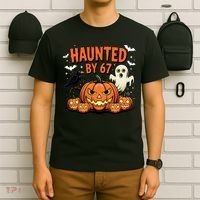 Haunted By 67 Funny Ghost Pumpkin Halloween Costume T-Shirt thumb 6
