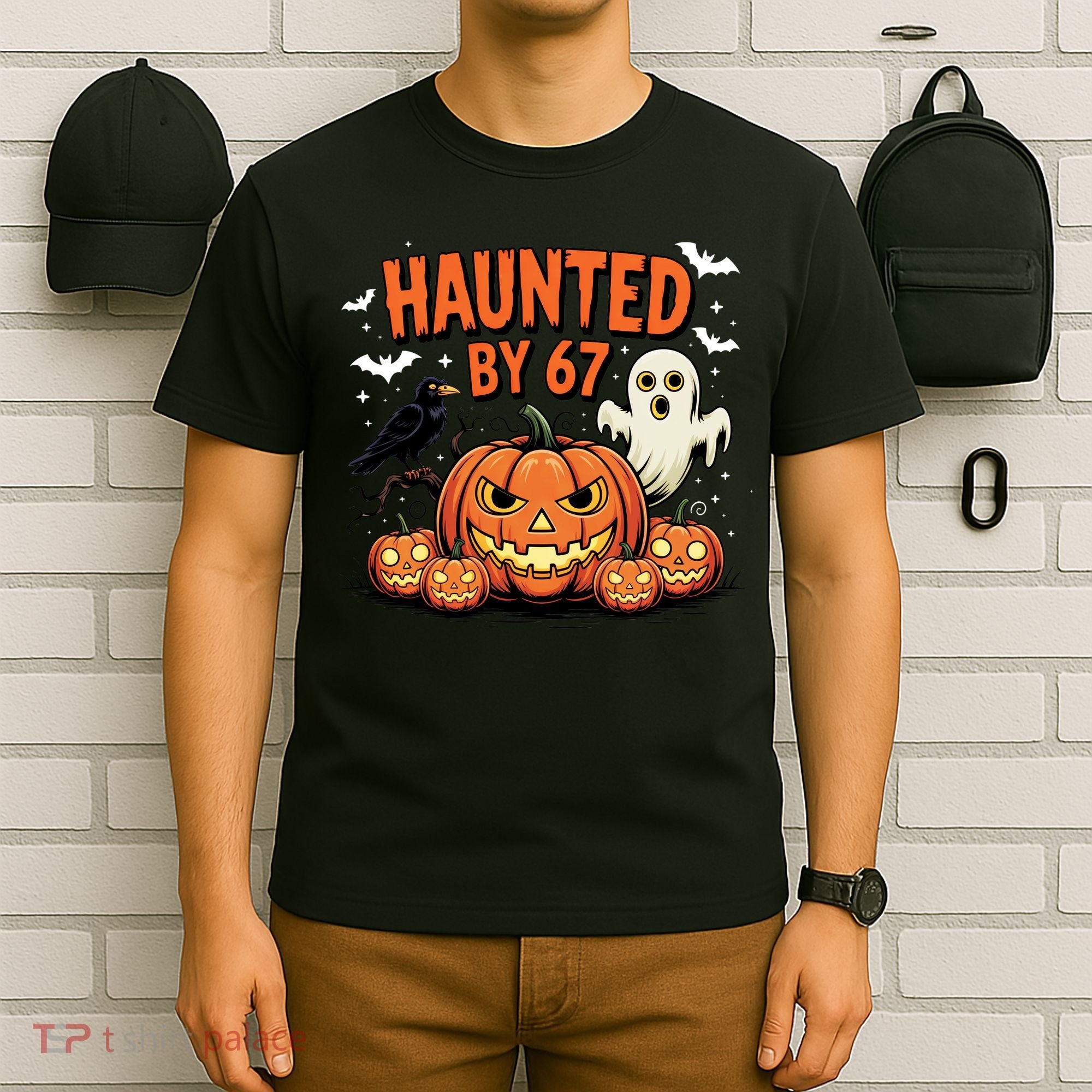 Haunted By 67 Funny Ghost Pumpkin Halloween Costume T-Shirt