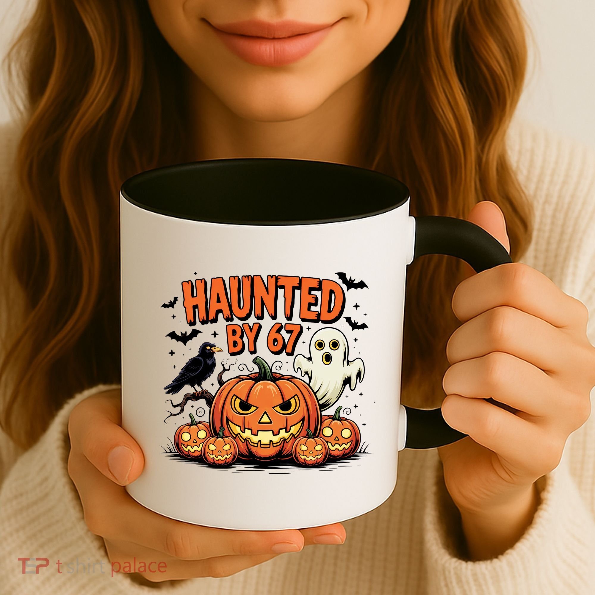 Haunted By 67 Funny Ghost Pumpkin Halloween Costume Coffee Mug
