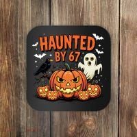 Haunted By 67 Funny Ghost Pumpkin Halloween Costume Coaster thumb 0