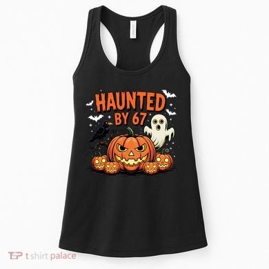 Haunted By 67 Funny Ghost Pumpkin Halloween Costume Women's Tank Top