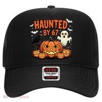 Haunted By 67 Funny Ghost Pumpkin Halloween Costume Hat thumb 0