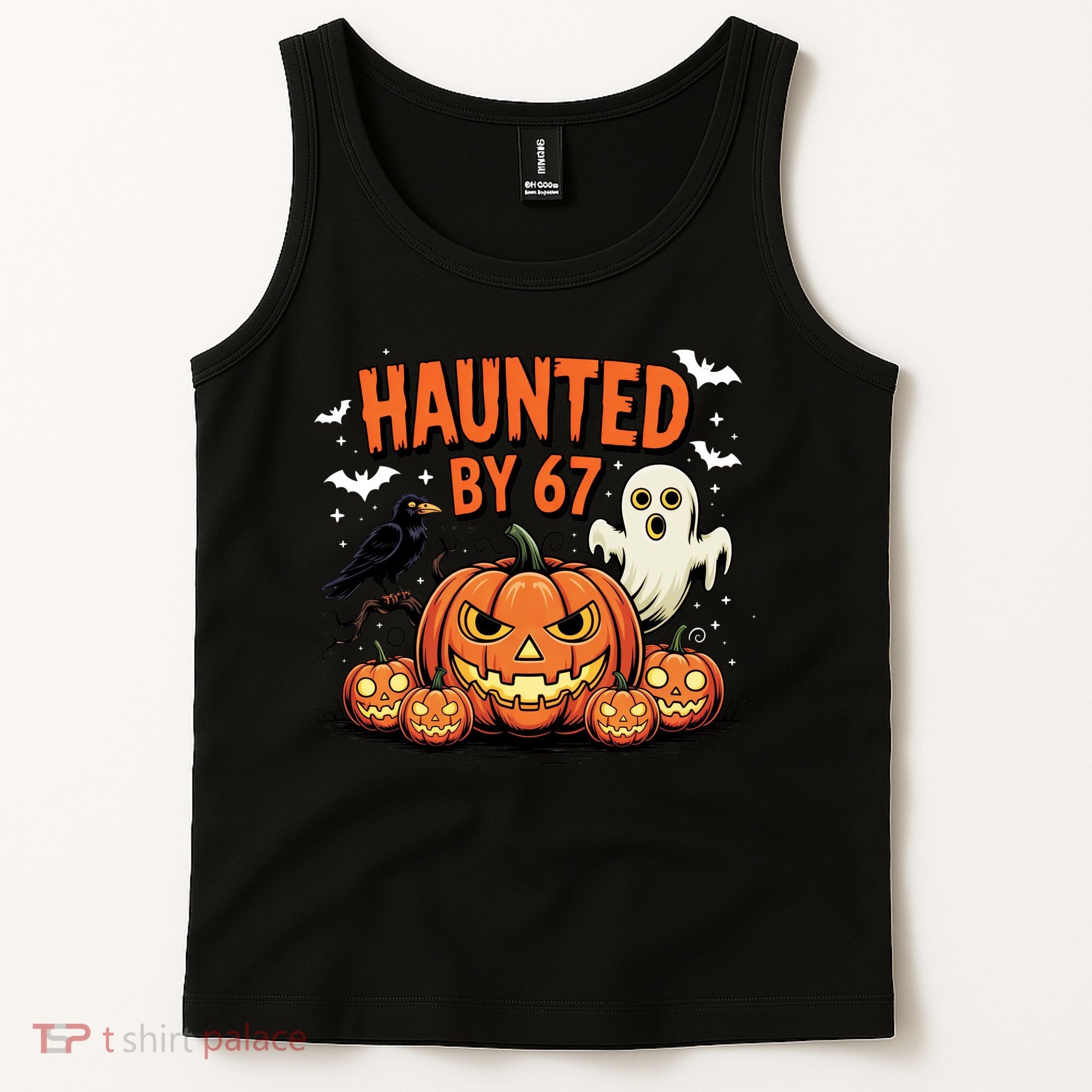 Haunted By 67 Funny Ghost Pumpkin Halloween Costume Tank Top