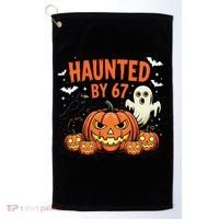 Haunted By 67 Funny Ghost Pumpkin Halloween Costume Golf Towel thumb 0