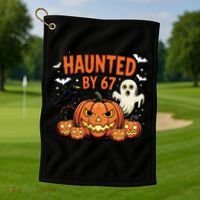 Haunted By 67 Funny Ghost Pumpkin Halloween Costume Golf Towel thumb 1