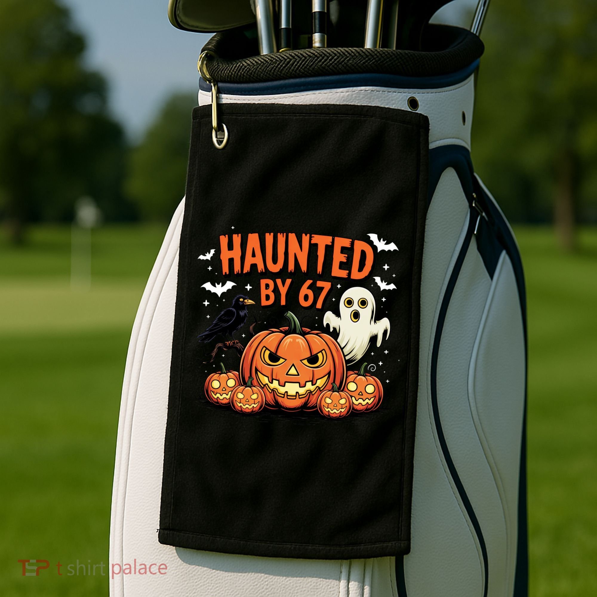 Haunted By 67 Funny Ghost Pumpkin Halloween Costume Golf Towel
