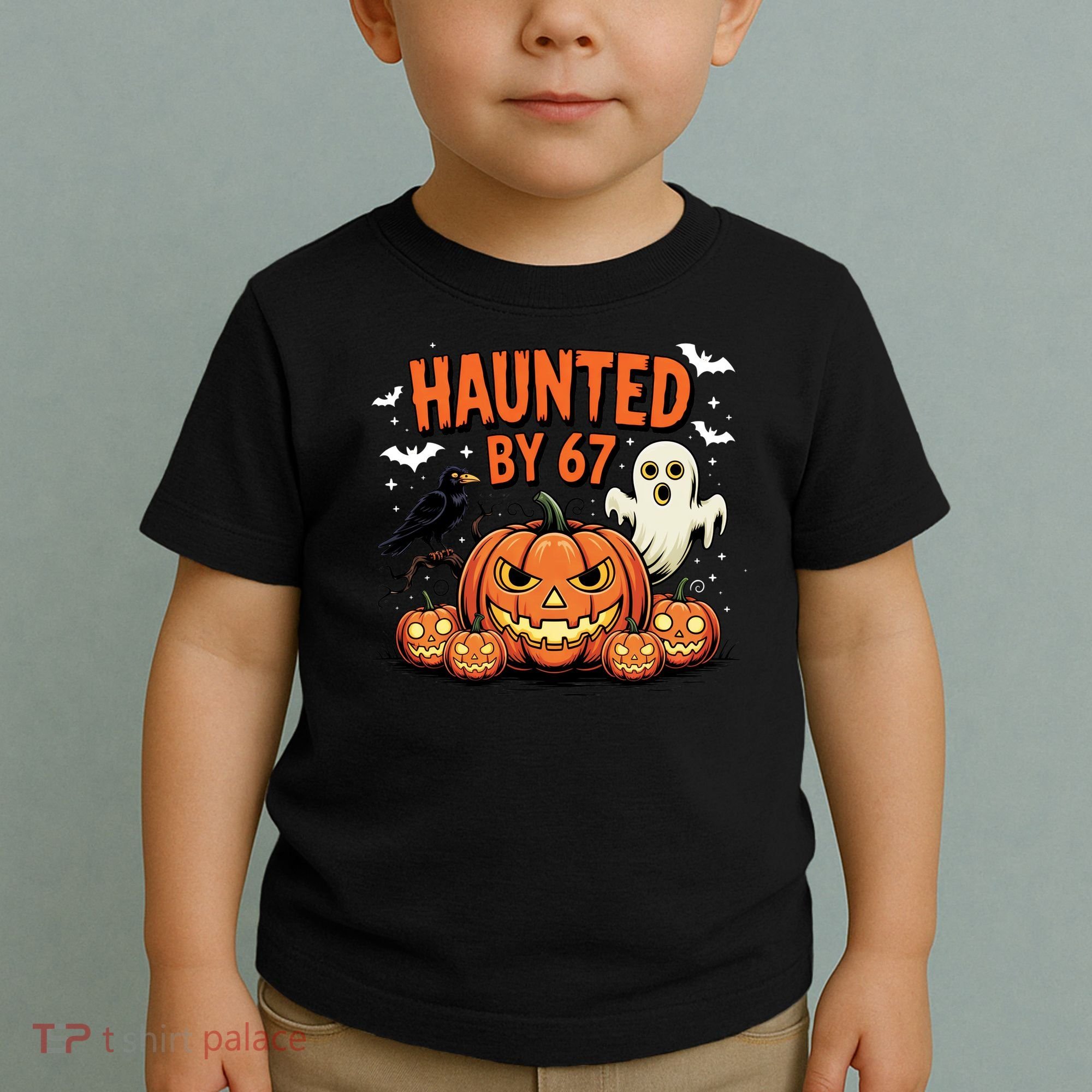 Haunted By 67 Funny Ghost Pumpkin Halloween Costume Toddler T-Shirt