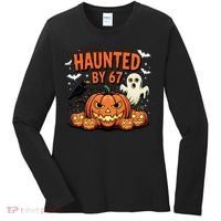 Haunted By 67 Funny Ghost Pumpkin Halloween Costume Women's Long Sleeve Shirt thumb 0
