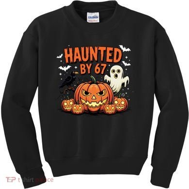 Haunted By 67 Funny Ghost Pumpkin Halloween Costume Kids Sweatshirt