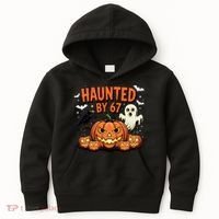 Haunted By 67 Funny Ghost Pumpkin Halloween Costume Kids Hoodie thumb 0