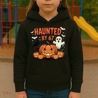 Haunted By 67 Funny Ghost Pumpkin Halloween Costume Kids Hoodie thumb 3