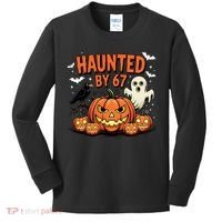 Haunted By 67 Funny Ghost Pumpkin Halloween Costume Kids Long Sleeve Shirt thumb 0