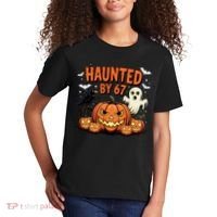 Haunted By 67 Funny Ghost Pumpkin Halloween Costume Kids T-Shirt thumb 2