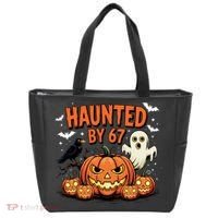 Haunted By 67 Funny Ghost Pumpkin Halloween Costume Tote Bag thumb 0