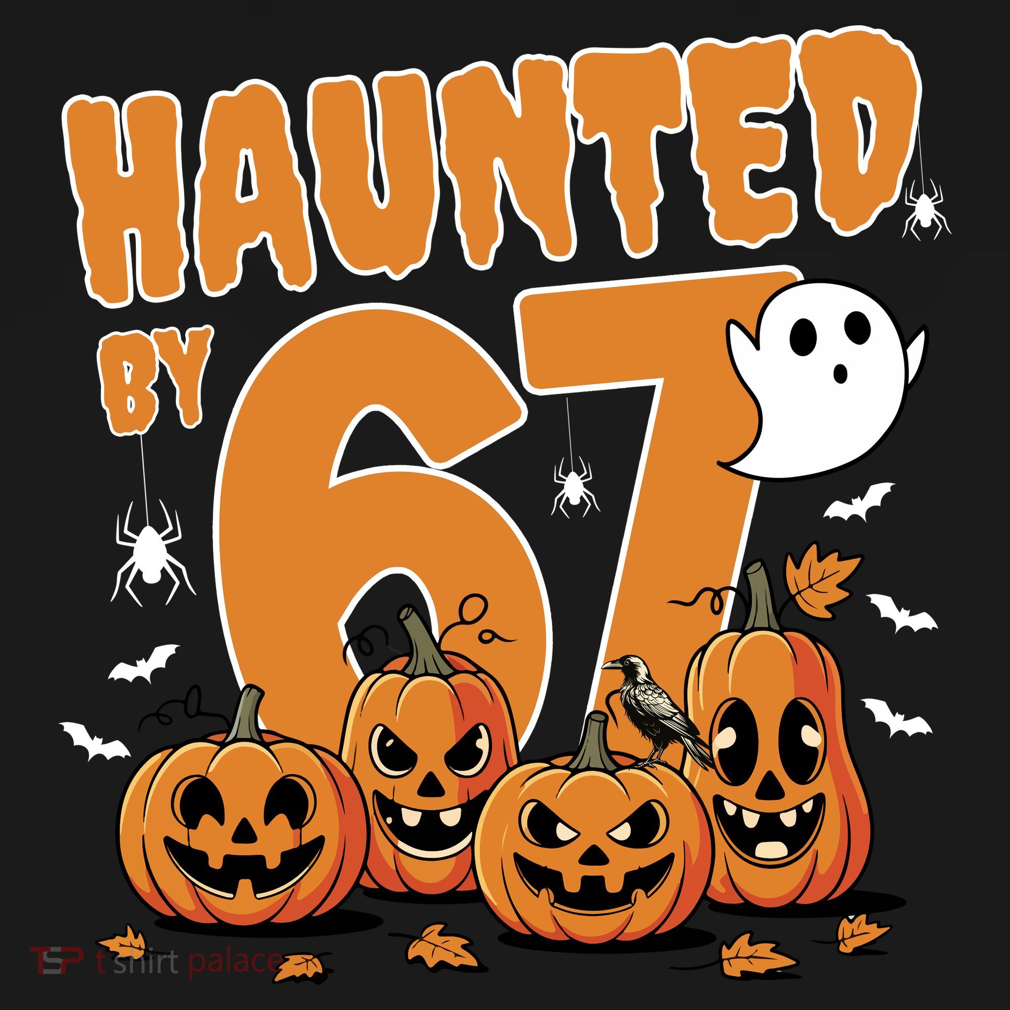 Haunted By 67 Funny Halloween 6-7 USA-Made Doggie Bandana