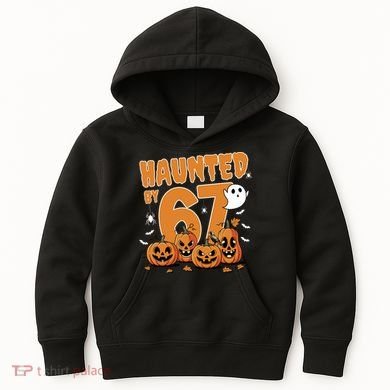 Haunted By 67 Funny Halloween 6-7 Kids Hoodie