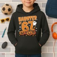 Haunted By 67 Funny Halloween 6-7 Kids Hoodie thumb 2