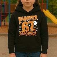 Haunted By 67 Funny Halloween 6-7 Kids Hoodie thumb 3
