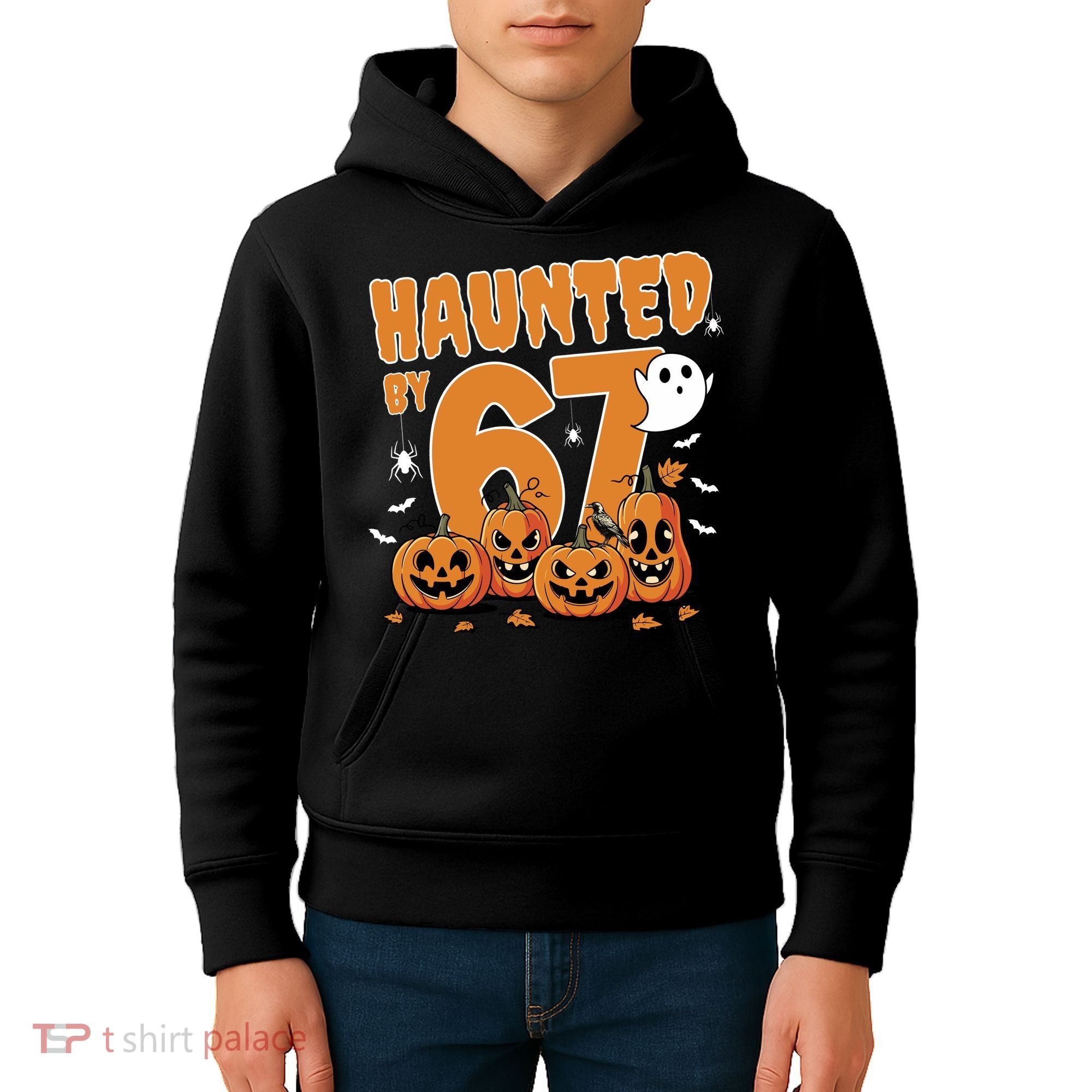 Haunted By 67 Funny Halloween 6-7 Kids Hoodie