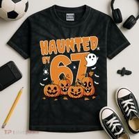Haunted By 67 Funny Halloween 6-7 Kids Tie-Dye T-Shirt thumb 2