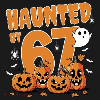 Haunted By 67 Funny Halloween 6-7 Kids Tie-Dye T-Shirt