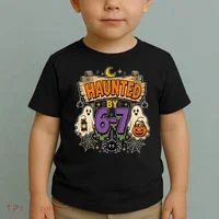 Haunted By 6 7 Math 67 Meme Spooky Halloween Toddler T-Shirt thumb 2