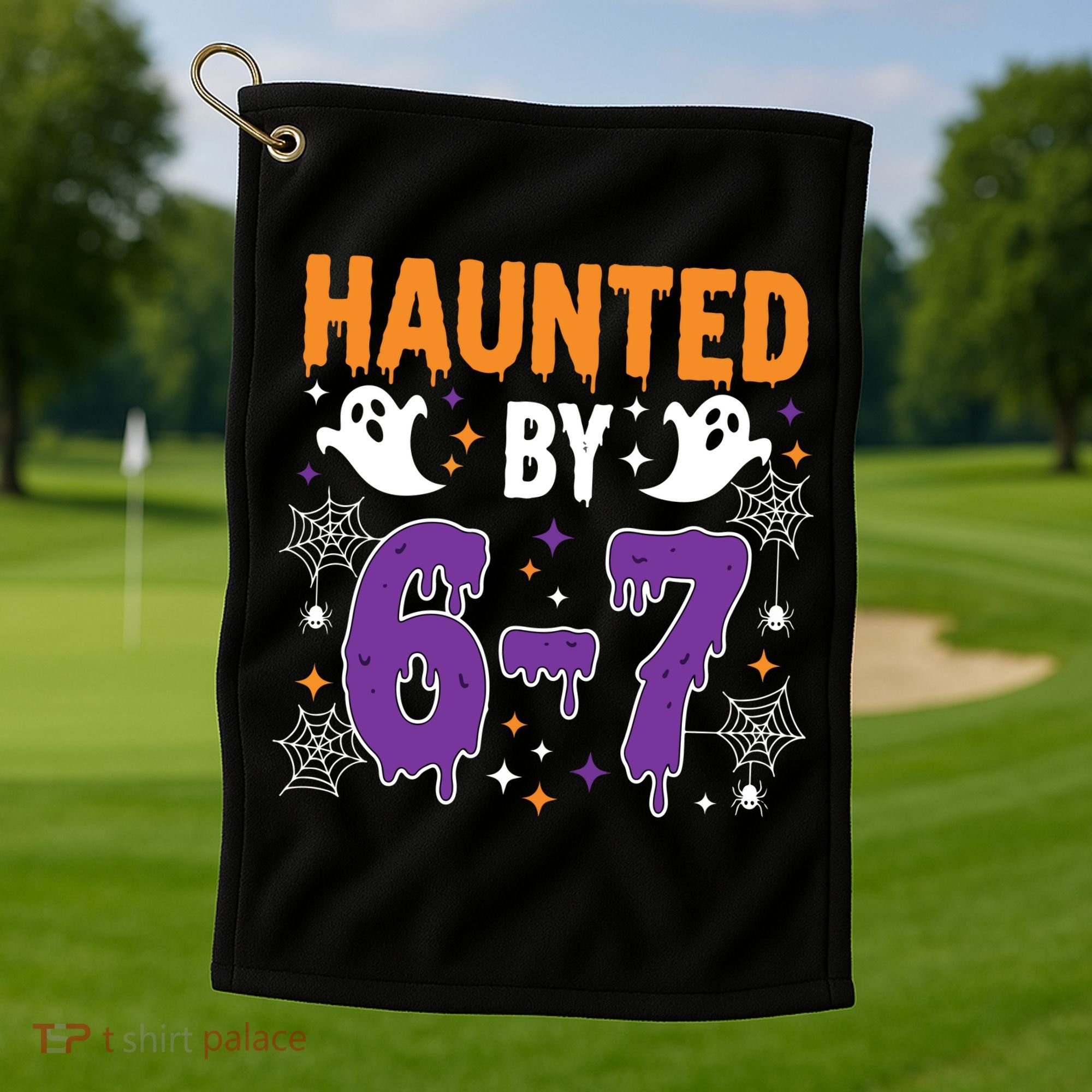 Haunted By 67 Halloween Gift Meme Golf Towel