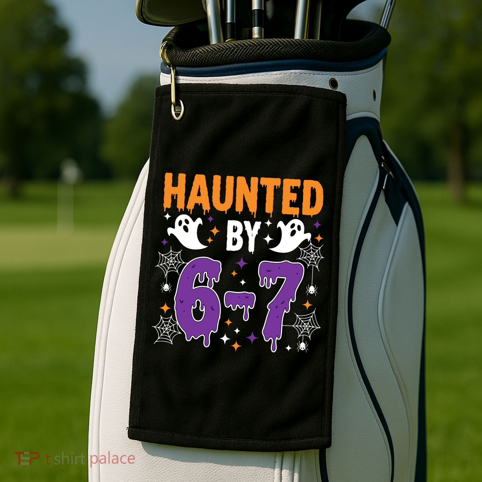 Haunted By 67 Halloween Gift Meme Golf Towel
