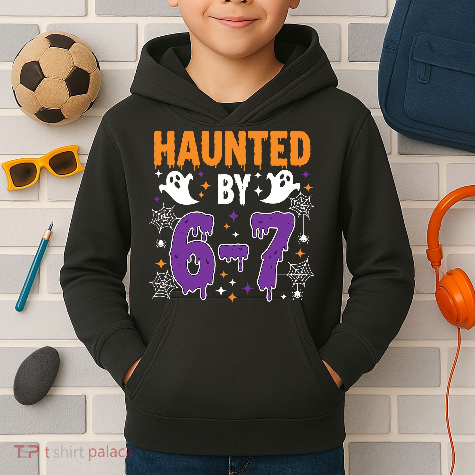 Haunted By 67 Halloween Gift Meme Kids Hoodie