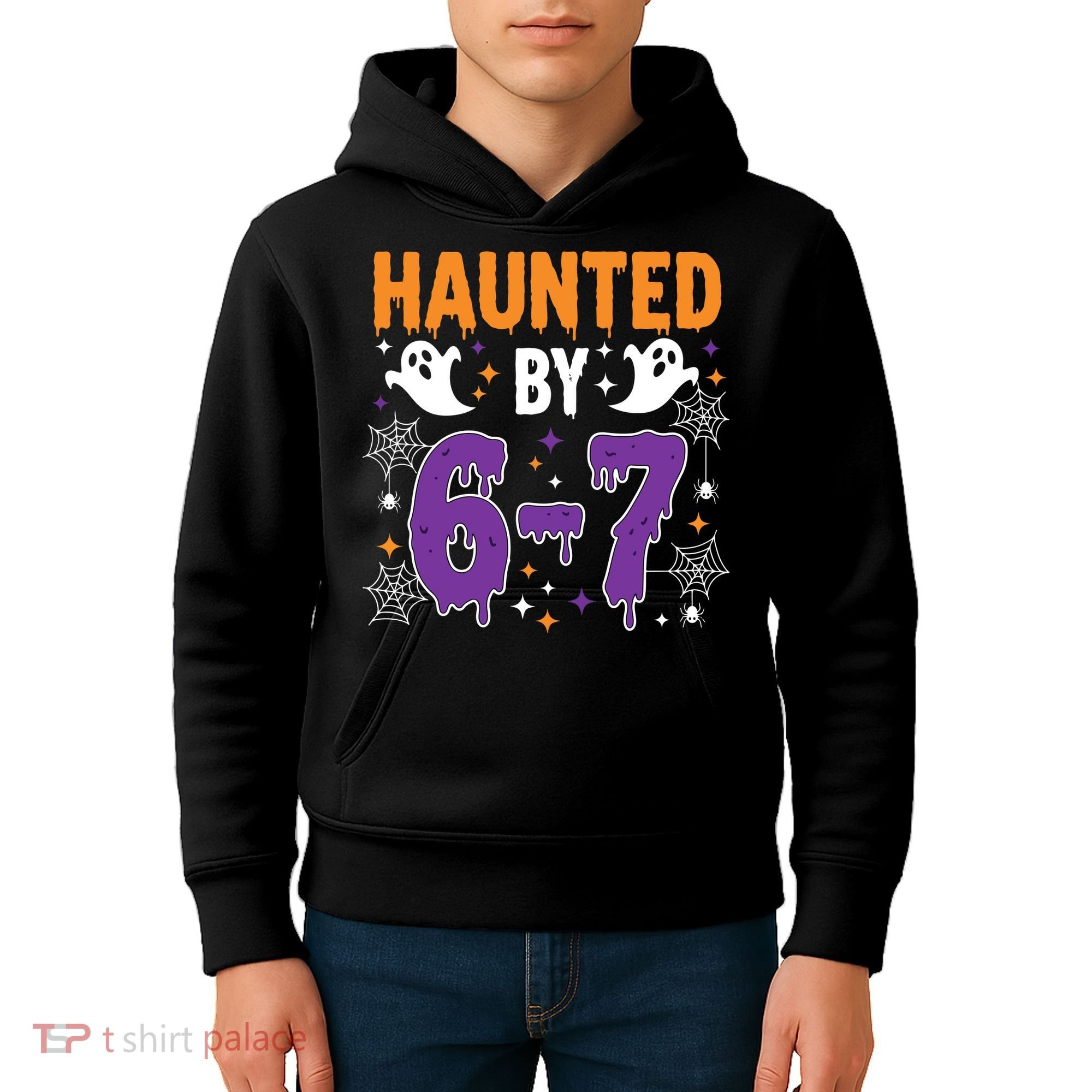 Haunted By 67 Halloween Gift Meme Kids Hoodie