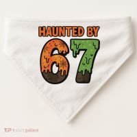 Haunted By 67 Halloween Meme USA-Made Doggie Bandana thumb 0