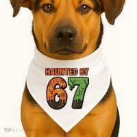 Haunted By 67 Halloween Meme USA-Made Doggie Bandana thumb 1