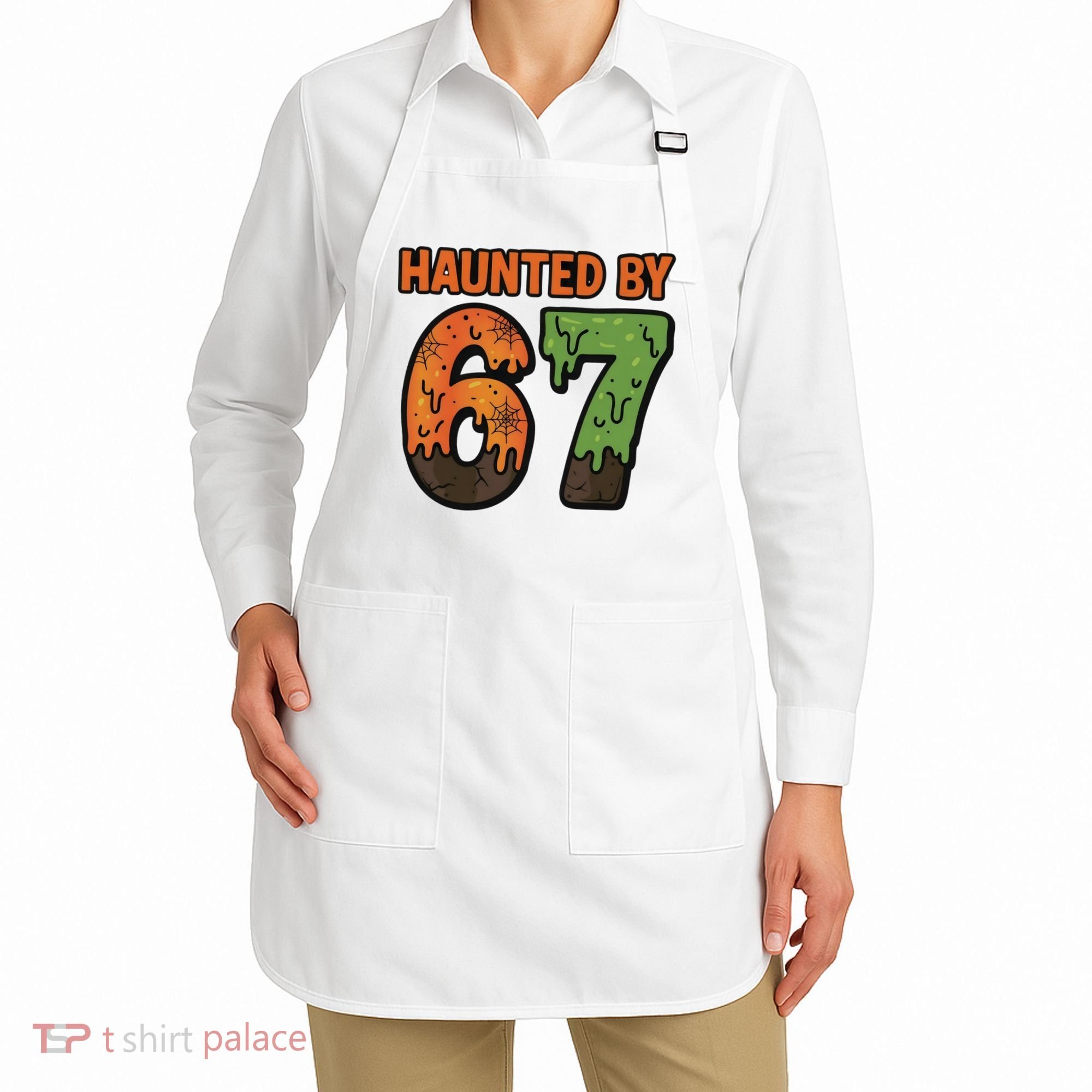 Haunted By 67 Halloween Meme Apron