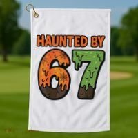 Haunted By 67 Halloween Meme Golf Towel thumb 1