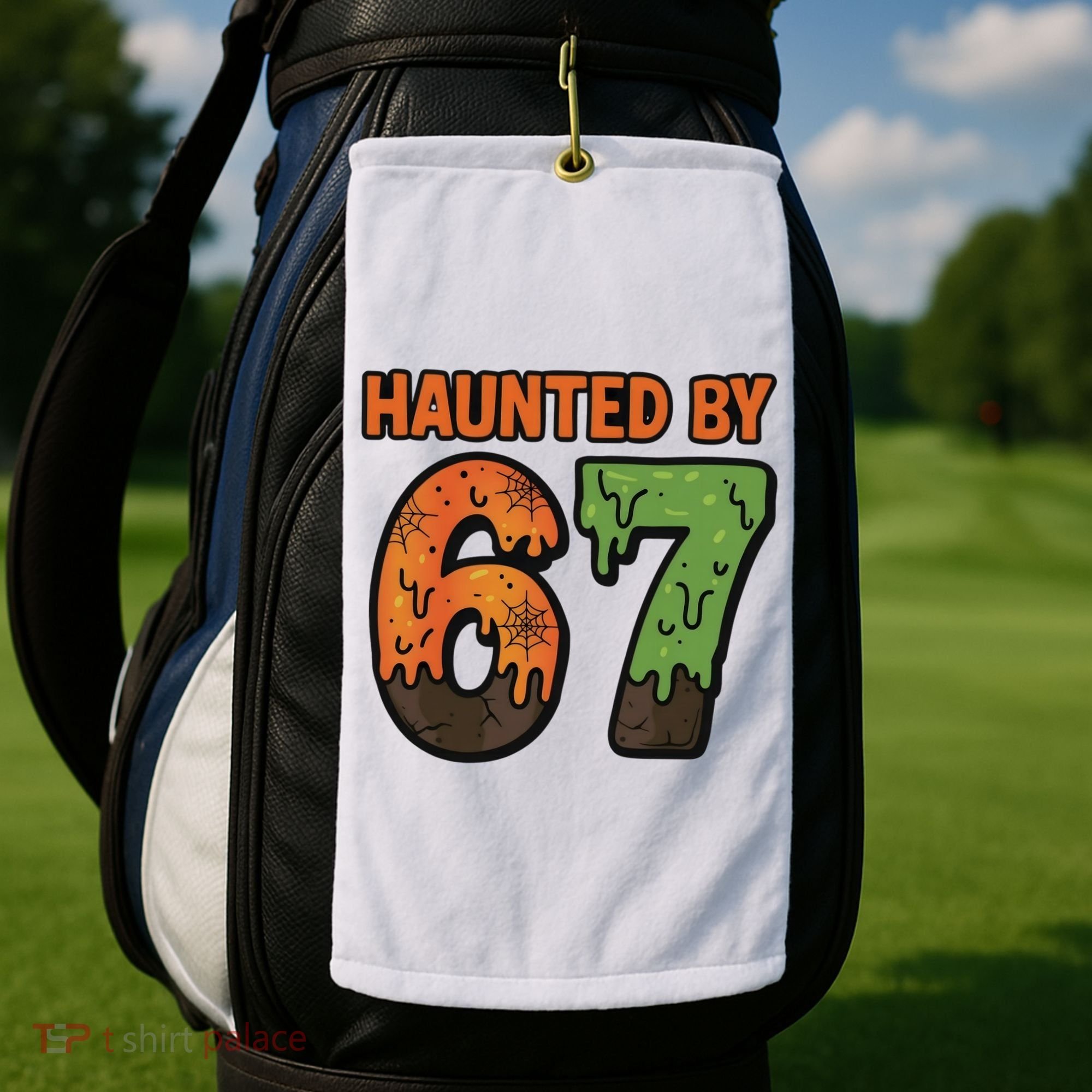Haunted By 67 Halloween Meme Golf Towel