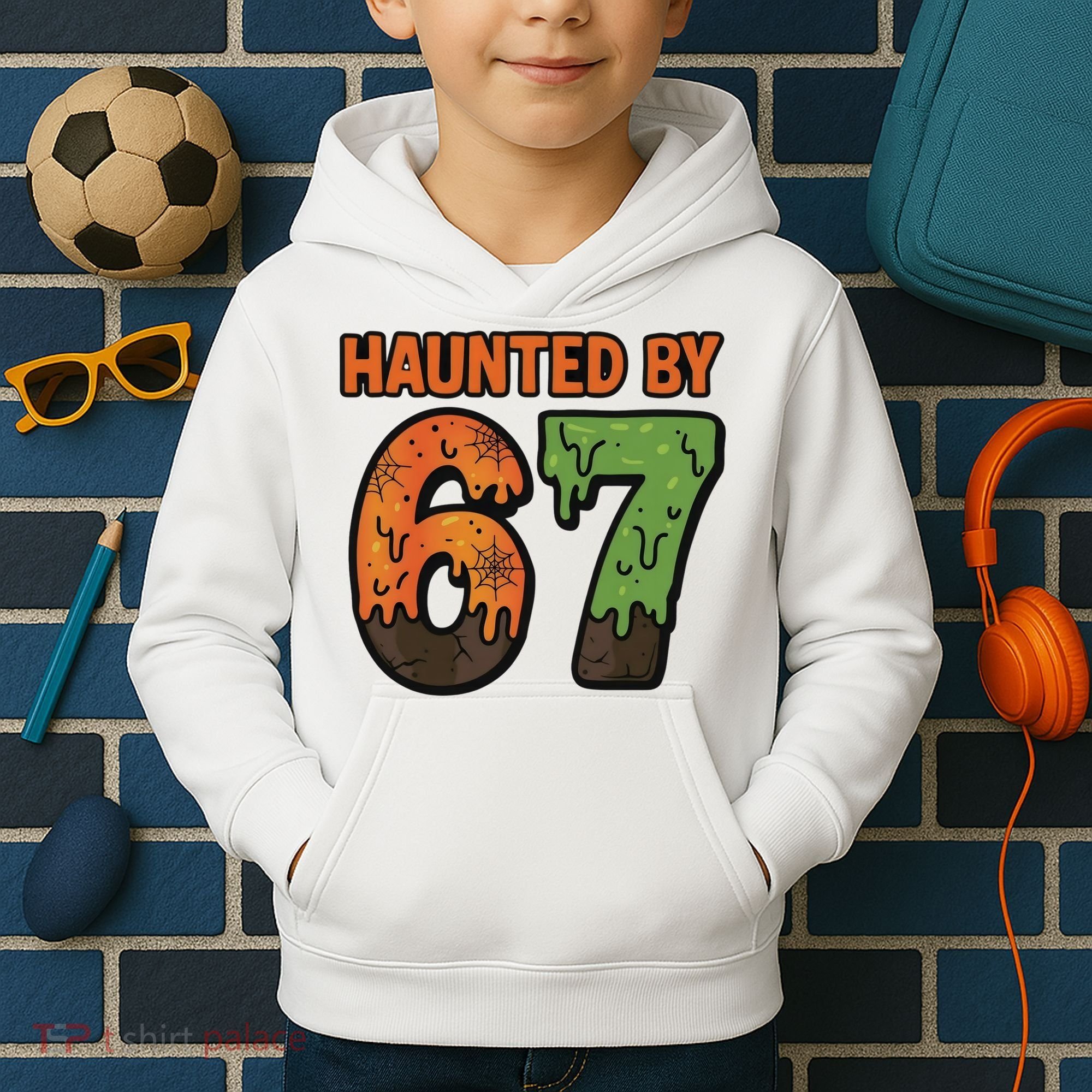 Haunted By 67 Halloween Meme Kids Hoodie
