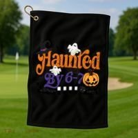 Haunted By 67 Halloween Funny Meme Joke Golf Towel thumb 1