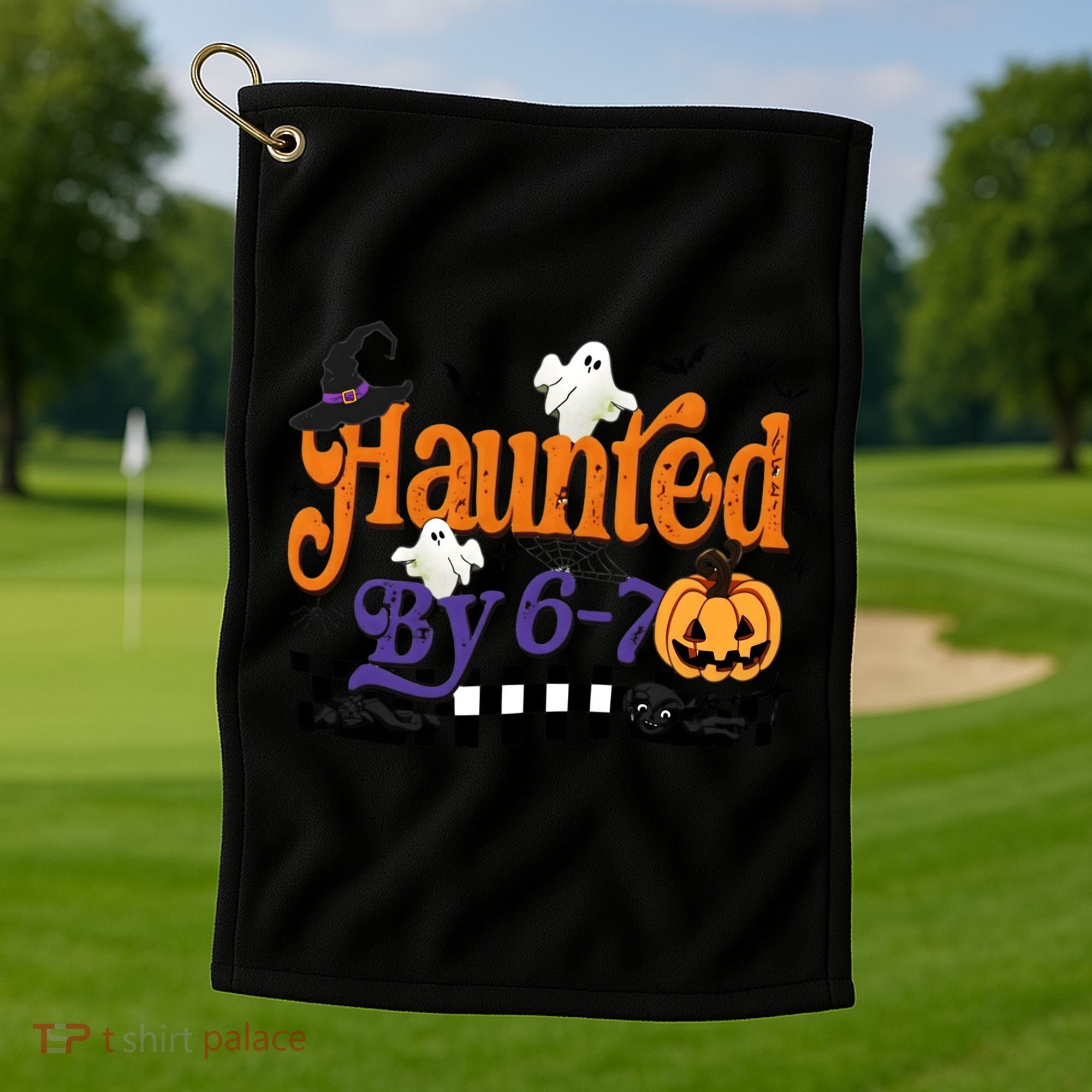 Haunted By 67 Halloween Funny Meme Joke Golf Towel