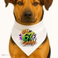 Haunted By 67 Halloween Meme Graffiti 6-7 USA-Made Doggie Bandana thumb 1