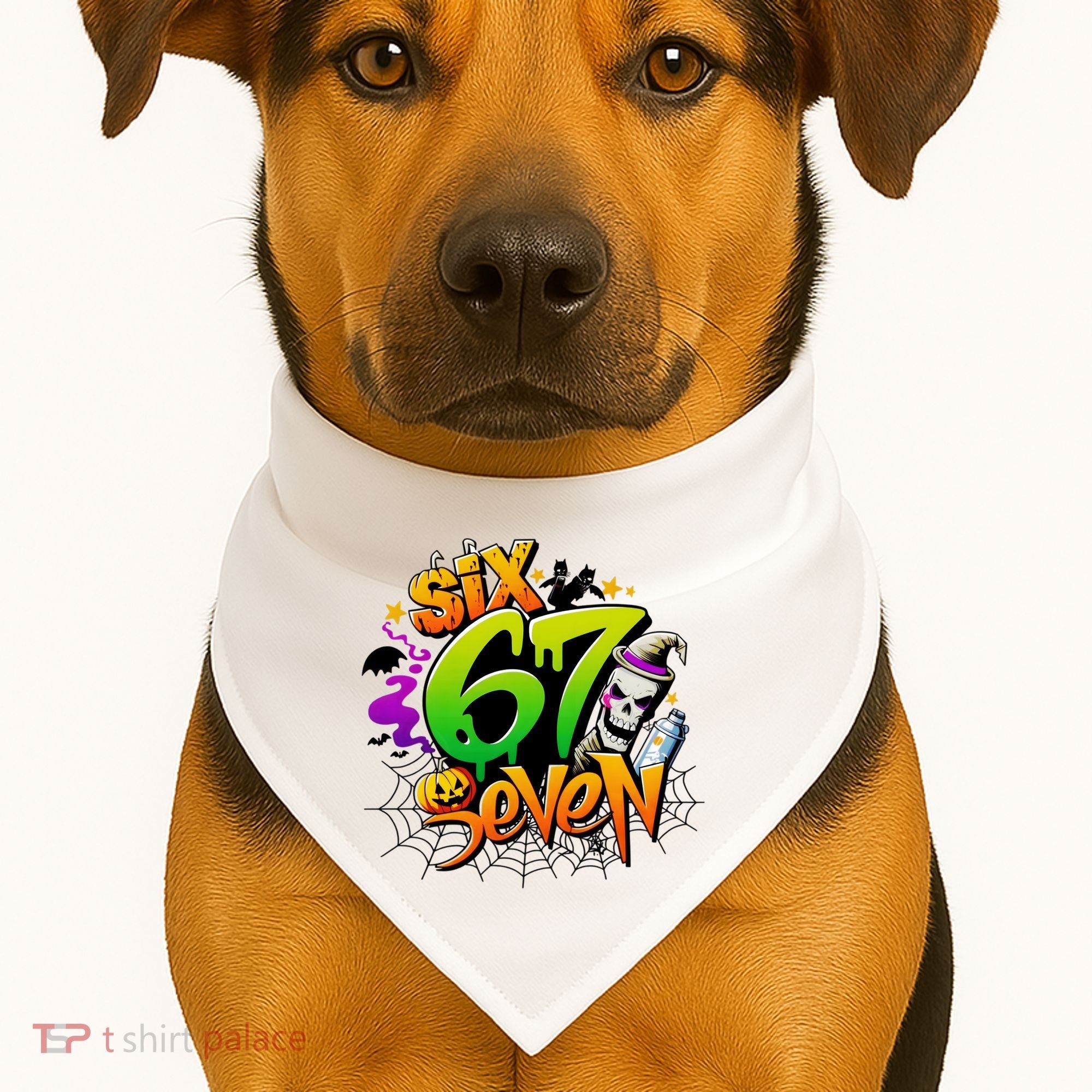 Haunted By 67 Halloween Meme Graffiti 6-7 USA-Made Doggie Bandana