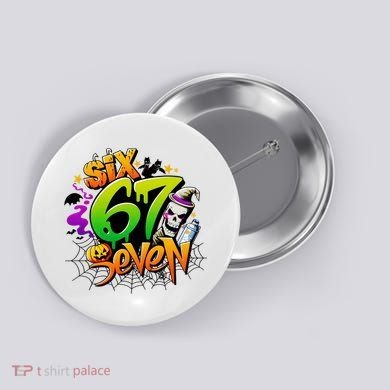 Haunted By 67 Halloween Meme Graffiti 6-7 Button