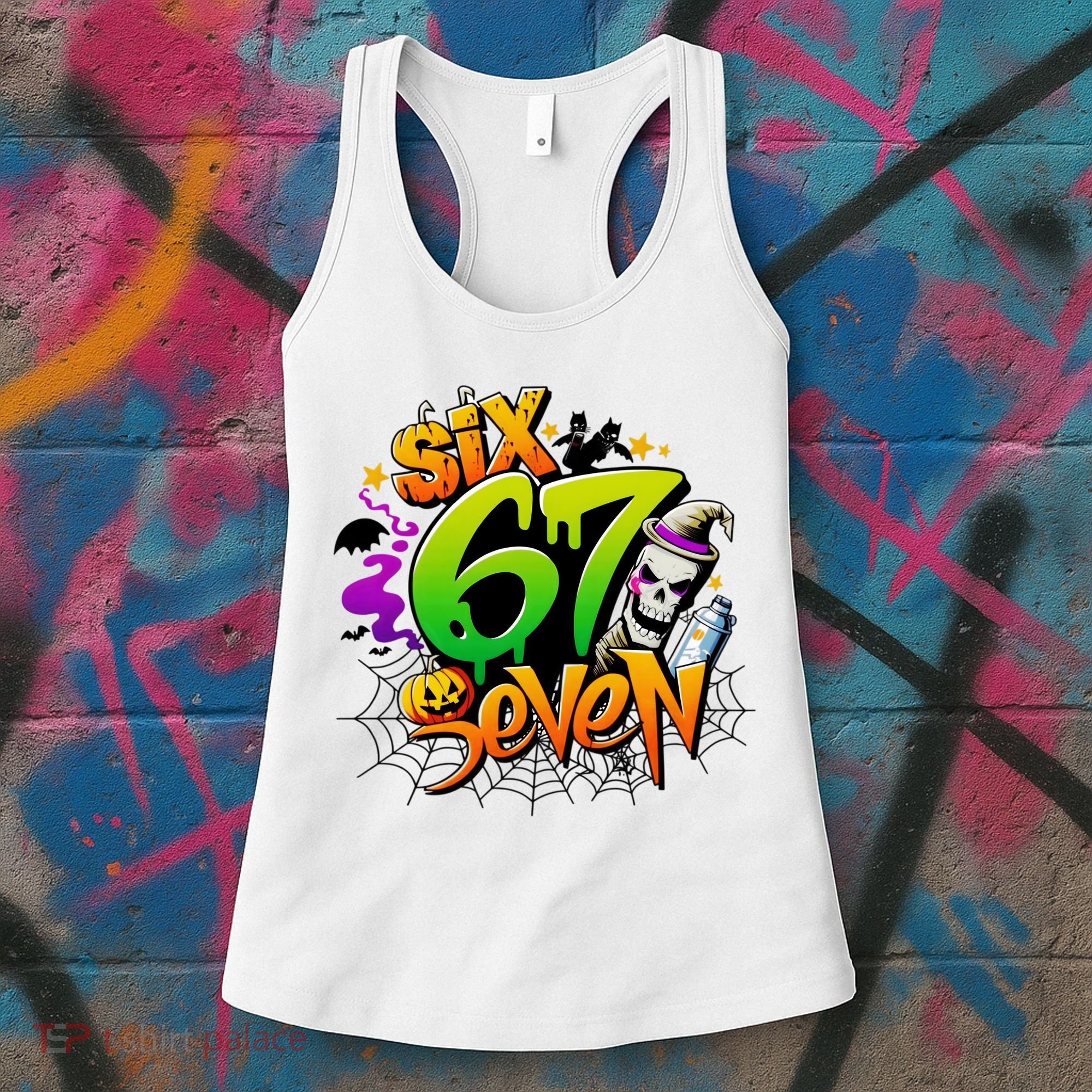 Haunted By 67 Halloween Meme Graffiti 6-7 Women's Tank Top
