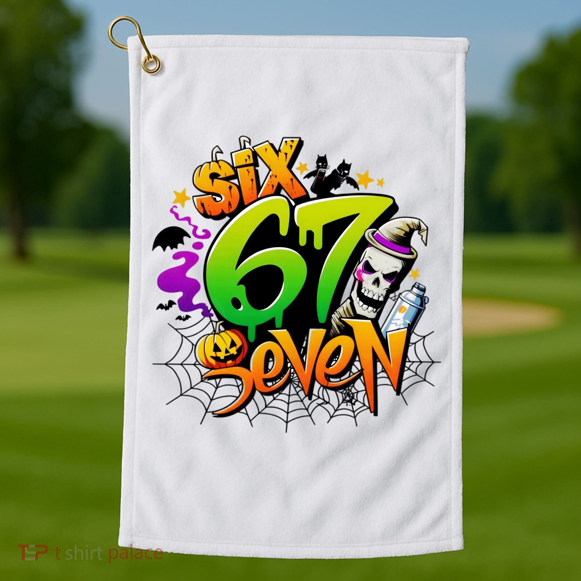 Haunted By 67 Halloween Meme Graffiti 6-7 Golf Towel