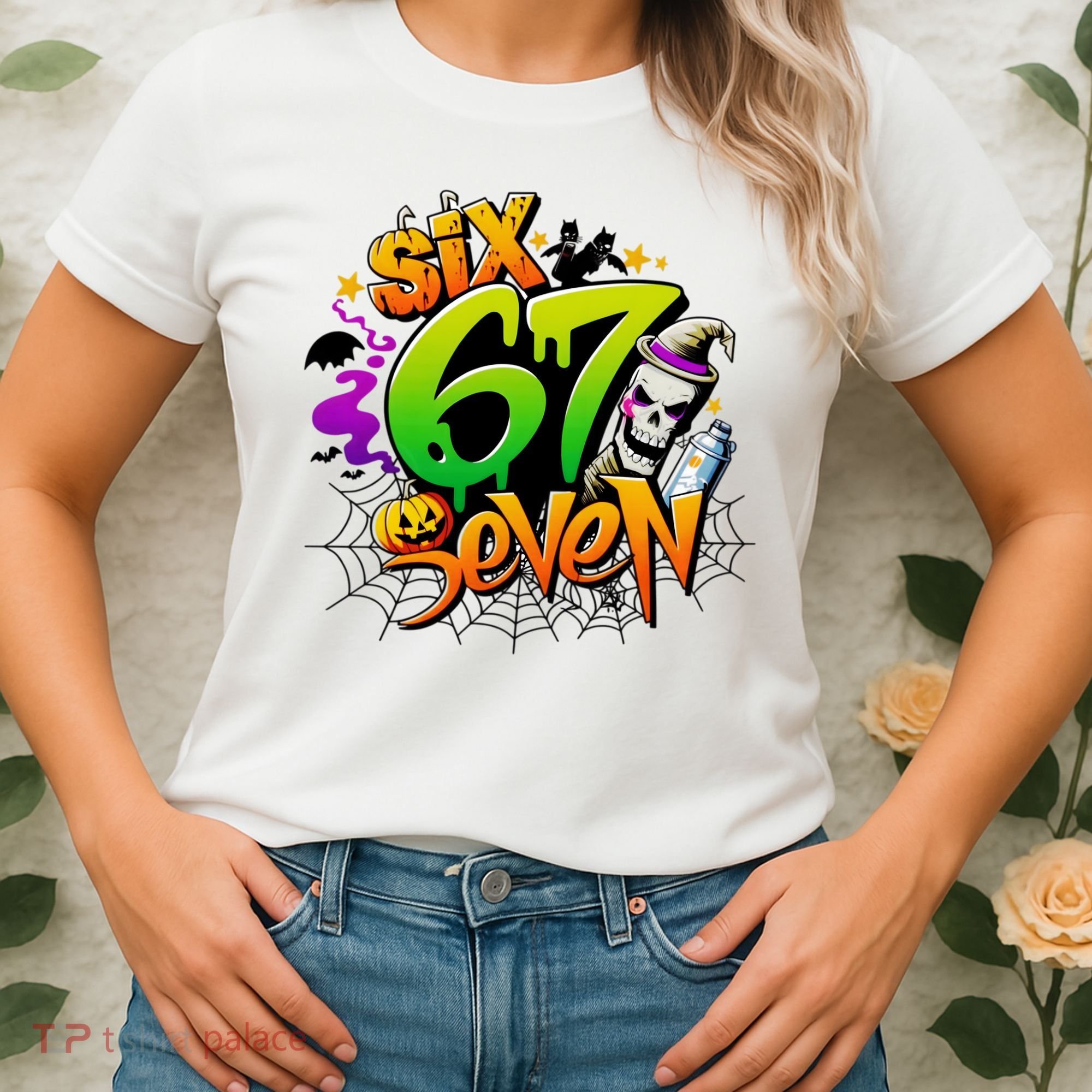 Haunted By 67 Halloween Meme Graffiti 6-7 Women's T-Shirt