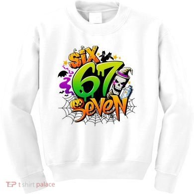 Haunted By 67 Halloween Meme Graffiti 6-7 Kids Sweatshirt