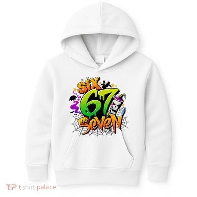 Haunted By 67 Halloween Meme Graffiti 6-7 Kids Hoodie