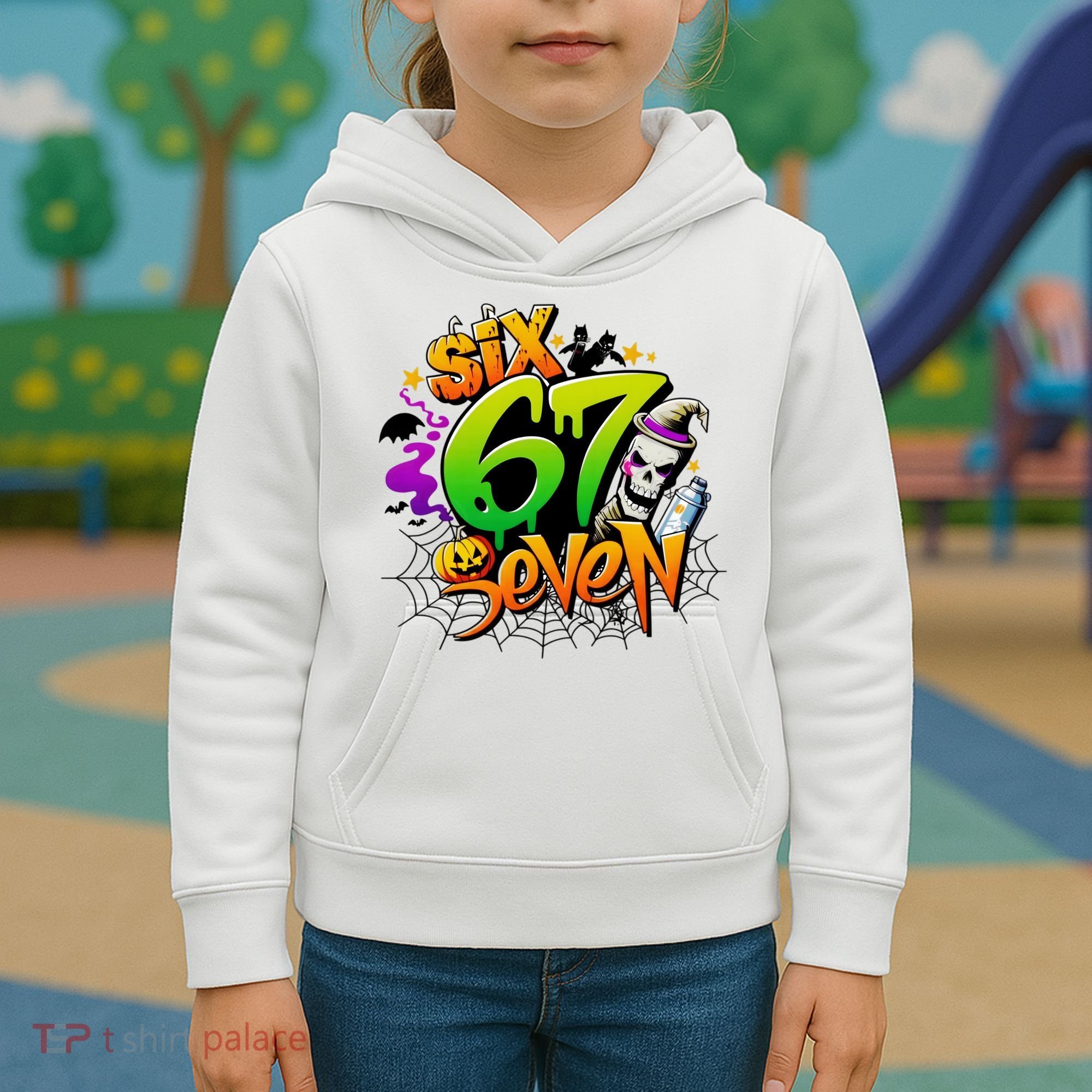 Haunted By 67 Halloween Meme Graffiti 6-7 Kids Hoodie