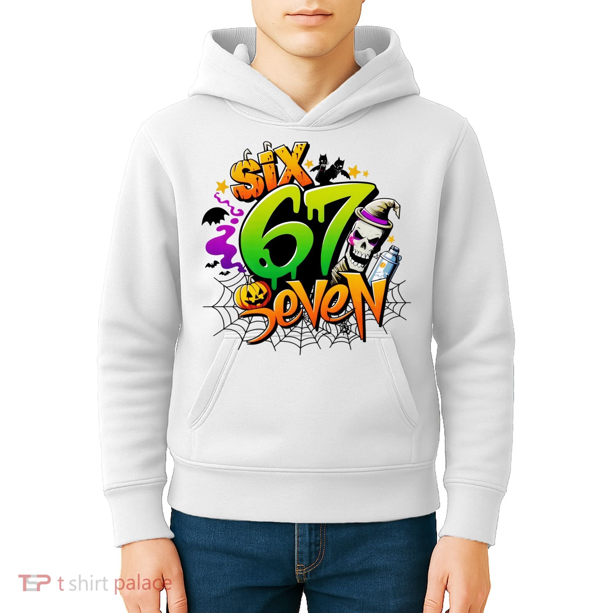 Haunted By 67 Halloween Meme Graffiti 6-7 Kids Hoodie